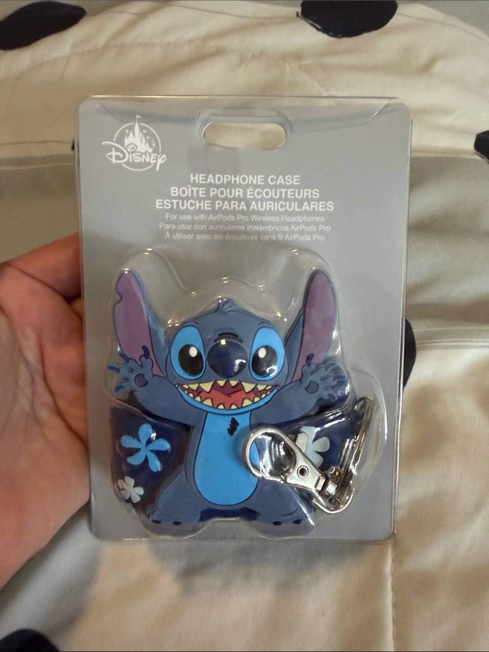 Disney Stitch Blue Earbud Case with Clip